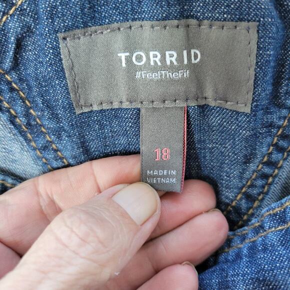 Torrid sz 18 denim short overalls shortalls women's plus - Picture 5 of 8